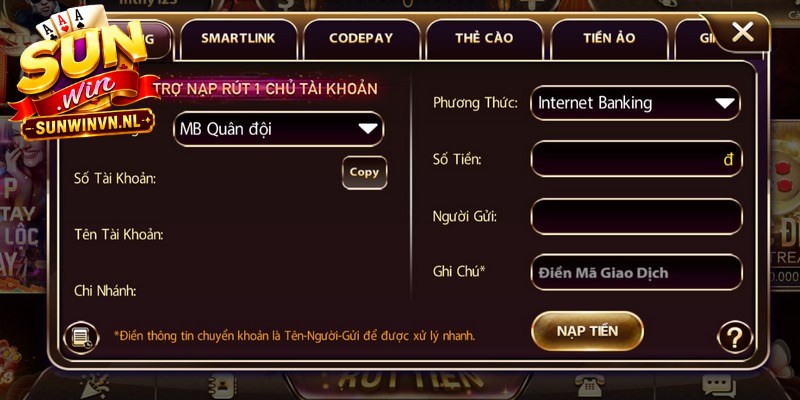 Nạp Tiền Sunwin - Hướng Dẫn Kênh Thanh Toán 2026 2 Hướng dẫn các bước thực hiện nạp tiền Sunwin bảo mật cao